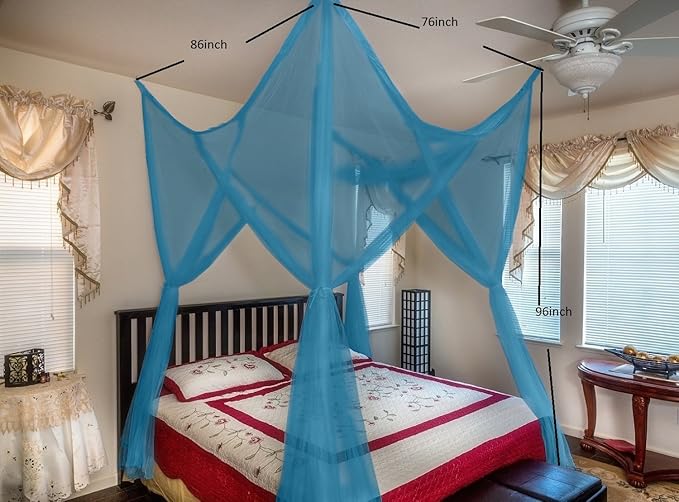 OctoRose Four Post Mosquito Net for Bed Canopy -Fits Queen, King, California King Beds-Indoor & Outdoor Use- SageGreen