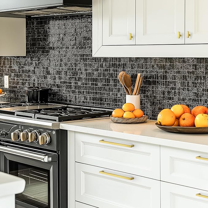 JOY DECOR 12 Pack Cabinet Handles, Gold Cabinet Pulls, 10 Inch Kitchen Closet Handles Square Drawer Pulls Stainless Steel Drawer Hardware, 256mm Hole Centers