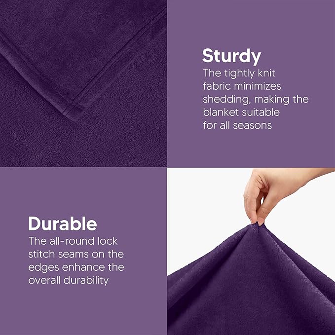Utopia Bedding Fleece Blanket King Size Purple 300GSM Luxury Anti-Static Fuzzy Soft Microfiber Bed Blanket (90x102 Inch)