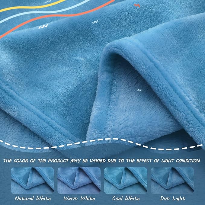 Exclusivo Mezcla Fleece Throw Blanket for Couch, Super Soft and Warm Blankets, Washed Blue Throw All Season Use, Cozy, Plush, Lightweight, 40x50 inches