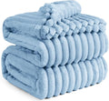 Bedsure GentleSoft Blue Fleece Blanket for Couch - Cozy Soft Blankets for Women, Cute Small Throws for Girls, Light Blue, 108x90 Inches
