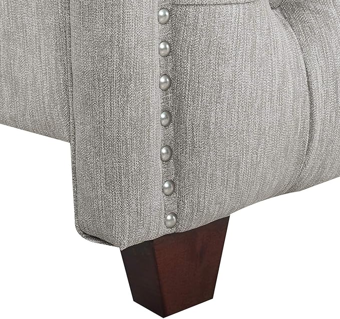 Jennifer Taylor Home Marcella Upholstered Shelter Headboard Bed Set, King, Silver Grey Polyester