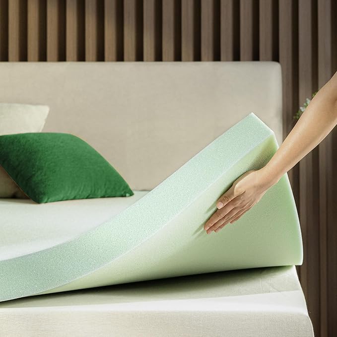 ZINUS 3 Inch Green Tea Memory Foam Mattress Topper, Smaller, More Convenient WonderBox Packaging, Pressure-Relieving Layers, CertiPUR-US Certified, Queen