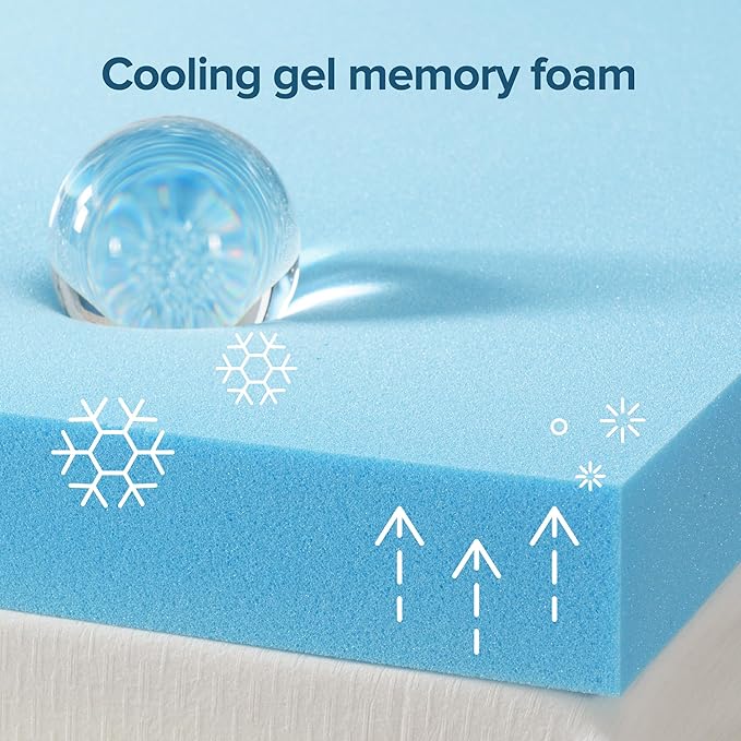 ZINUS 2 Inch Green Tea Cooling Gel Memory Foam Mattress Topper, Smaller, More Convenient WonderBox Packaging, Cooling Gel Foam, CertiPUR-US Certified, Twin XL