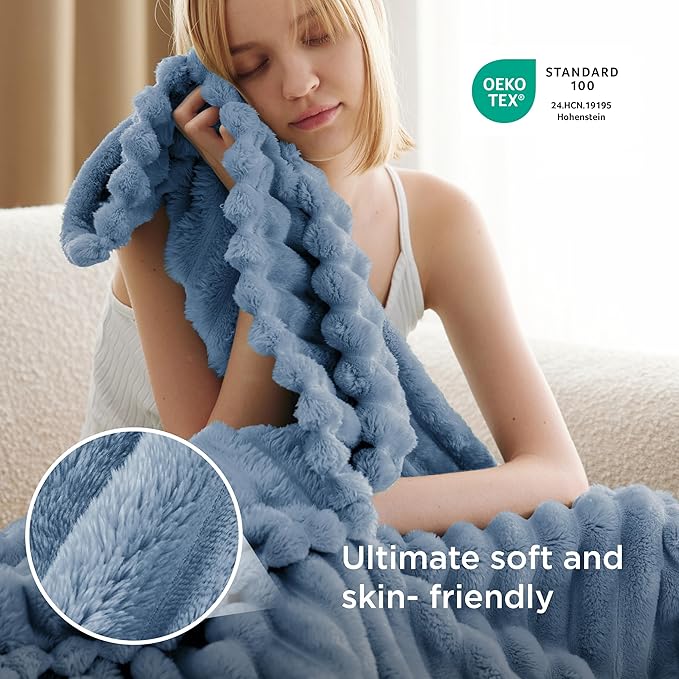 Bedsure GentleSoft Blue Twin XL Blanket for Bed - Cozy Soft Blankets for Women, Cute Small Fleece Throws for Girls, Birthday Gifts for Women Decor Gifts, Ashley Blue, 66x90 Inches