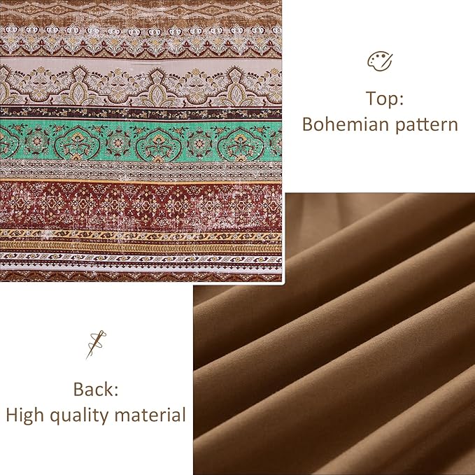 Boho King Size Comforter Set 8 Pieces, Brown Bohemian Striped Bed in a Bag, Paisley Soft Microfiber Bedding Comforter Set