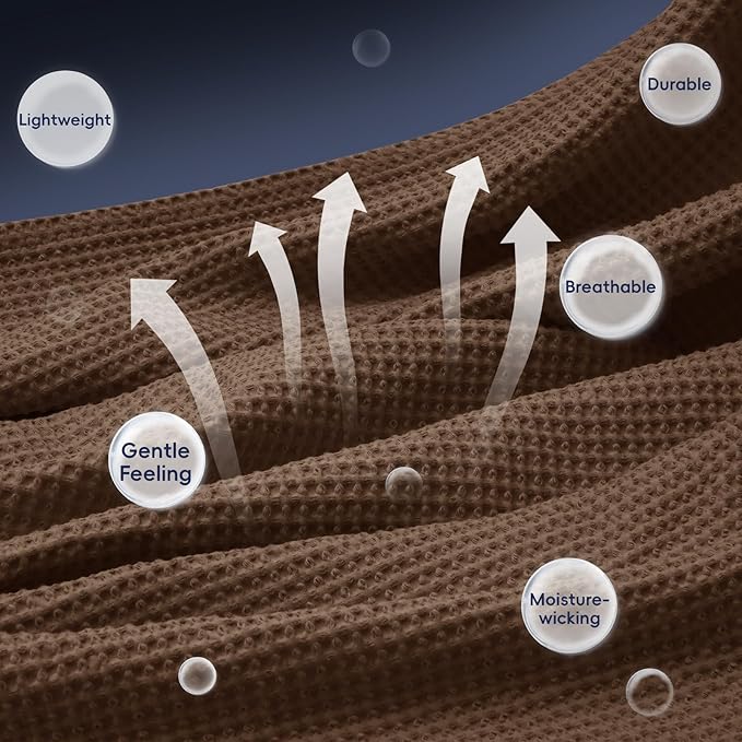 PHF 100% Cotton Waffle Weave Blanket Twin Size for Bed,Snag Proof Lightweight Breathable Moisture-Wicking Throw for Couch,Great for Layering in Cold Weather,Machine Washable,Home Decor Gift-Cappuccino
