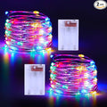 Christmas Multicolor Fairy Lights Battery Operated 2 Pack 16.4Ft 50 LEDs Silver Copper Wire Twinkle Lights for Bedroom Indoor Outdoor Wedding Dorm Parties Holiday Yard Decorations