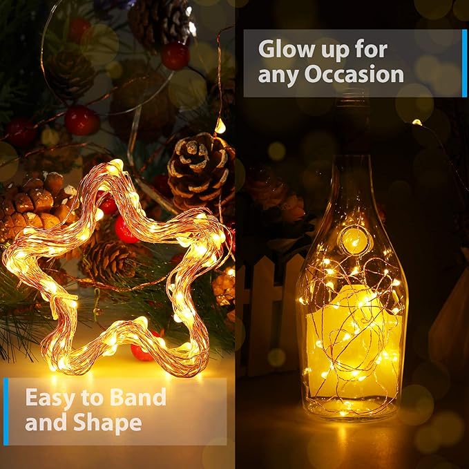 USB LED Fairy String Light, 1 Pack Copper Wire Fairy Lights for Indoor, Bedroom Festival Christmas Wedding Party Patio Decorative Window with USB Interface (33ft./10M,Warm White)