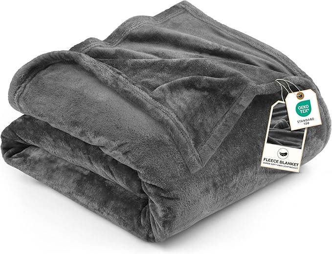 Utopia Bedding Fleece Blanket Full Size Grey 300GSM Luxury Fuzzy Soft Anti-Static Microfiber Bed Blanket (90x84 Inch)