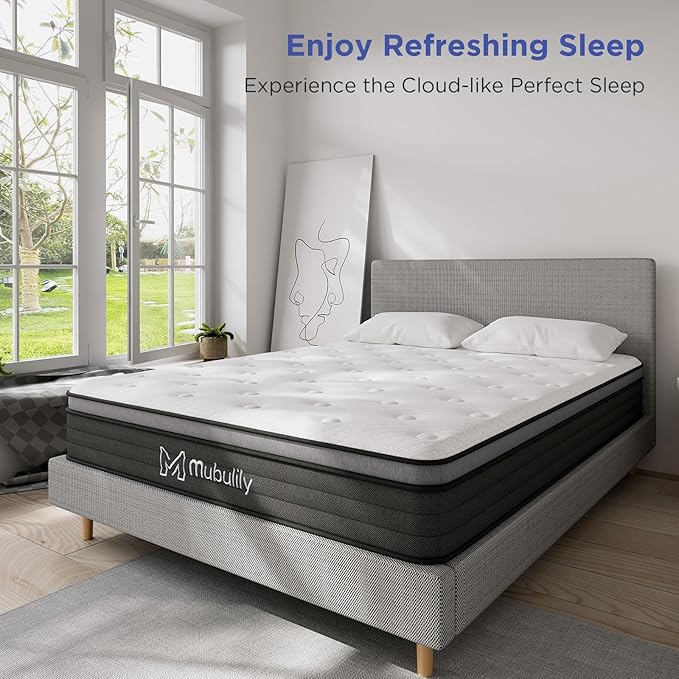 Queen Mattress,10 Inch Hybrid Mattress in a Box with Gel Memory Foam Mattress,Individually Wrapped Pocket Coils Innerspring Mattress,Pressure Relief,Back Pain Relief,CertiPUR-US.