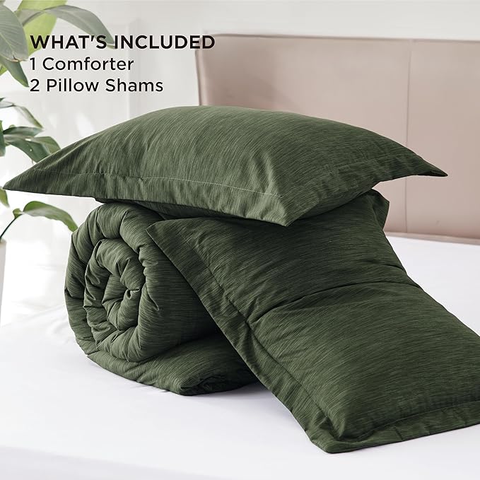 Bedsure California King Comforter Set - Dark Green Soft Bedding for All Seasons, Cationic Dyed Bed Set, 3 Pieces, 1 California King Size Comforter (104"x96") and 2 Pillow Shams (20"x36"+2")