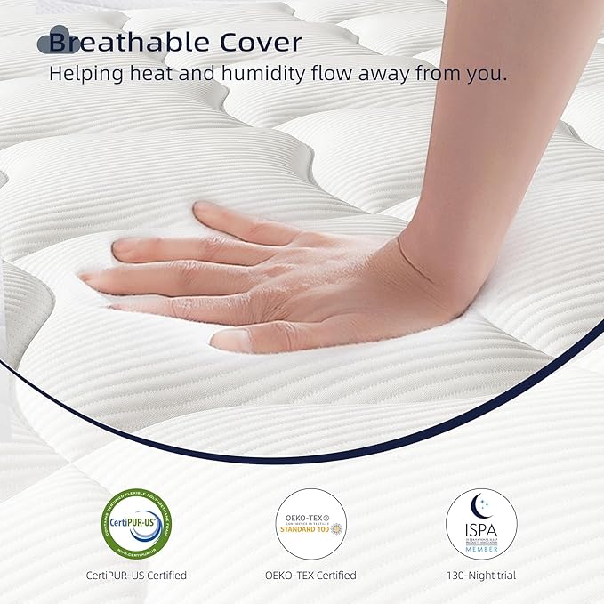 King Mattress 14 Inch - Hybrid Mattress Bed in a Box, Medium Firm Support, Pressure & Pain Relief for All Sleepers, CertiPUR-US Certified, Fiberglass-free, Reinforced Edge Support, Motion Isolation