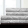California King Sheet Sets - Breathable Luxury Sheets with Full Elastic & Secure Corner Straps Built In - 1800 Supreme Collection Cal King Deep Pocket Bedding, Sheet Set, California King, Paisley Gray