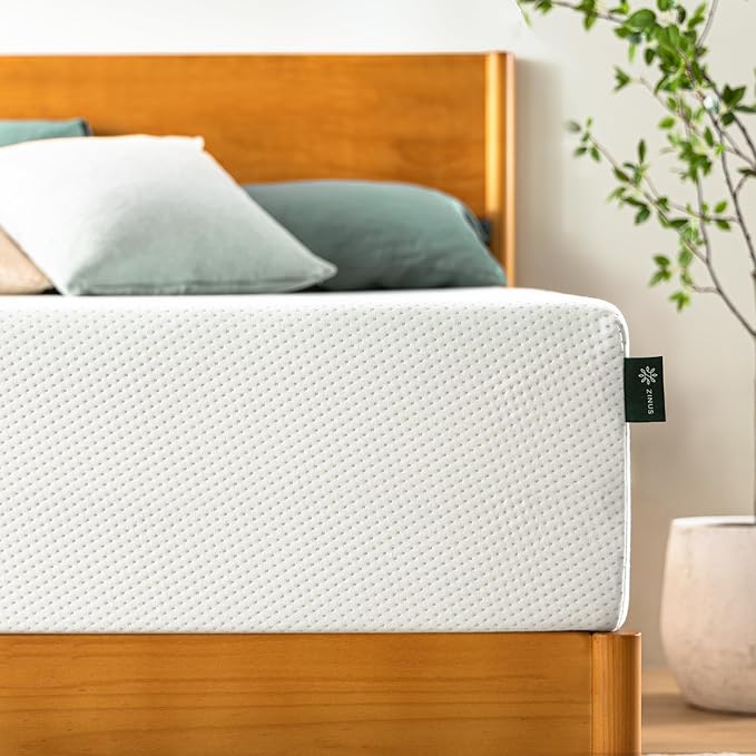 ZINUS 12 Inch Full Green Tea Memory Foam Mattress [New Version], Fiberglass free, Medium Firm Feel, Zoned Pressure Relief, Certified Safe Foams & Fabric, Mattress in A Box