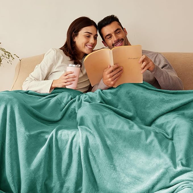 Exclusivo Mezcla Fleece Throw Blanket for Couch, Sofa, 300GSM Super Soft and Warm Blankets, Celadon Throw All Season Use, Cozy, Plush, Lightweight, 50x60 Inches