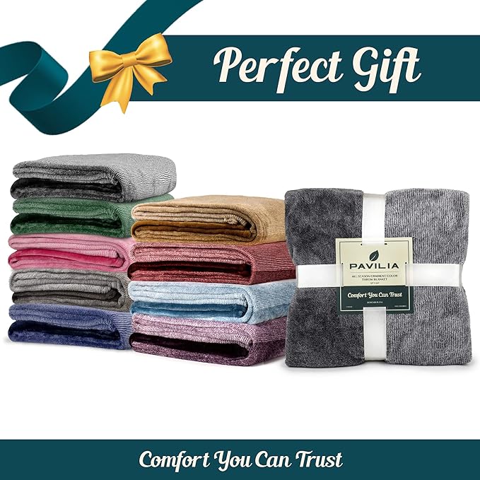 Pavilia Green Ombre Fleece Bed Blanket, Soft & Lightweight, Emerald Forest Green Gradient, Cozy Microfiber, Twin Size (60x80)