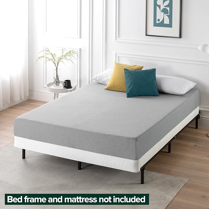 ZINUS 4 Inch Box Spring with Cover, No Assembly Mattress Foundation, Sturdy Metal Structure, Queen, White