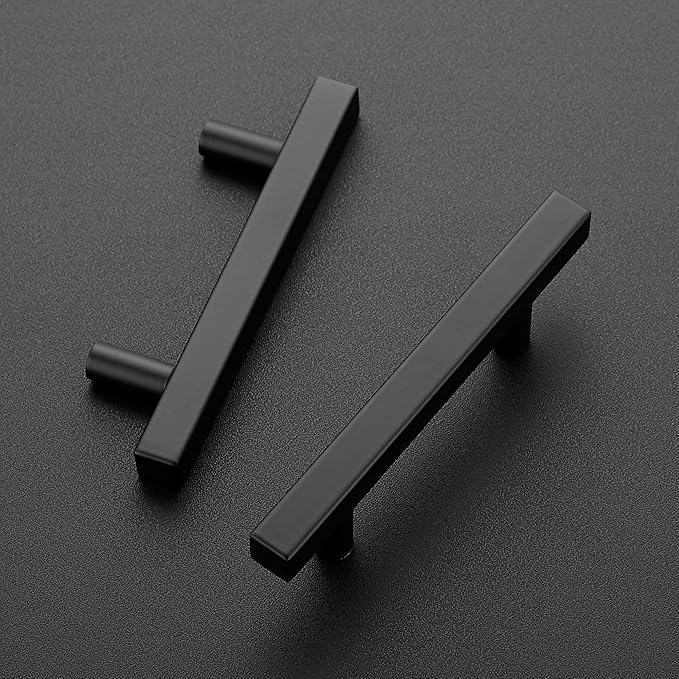 Ravinte 25 Pack Matte Black Cabinet Pulls Slim Kitchen Cabinet Handles 5 inch Hole Center Drawer Pulls Kitchen Drawer Handles Square Hardware Cupboard Hardware