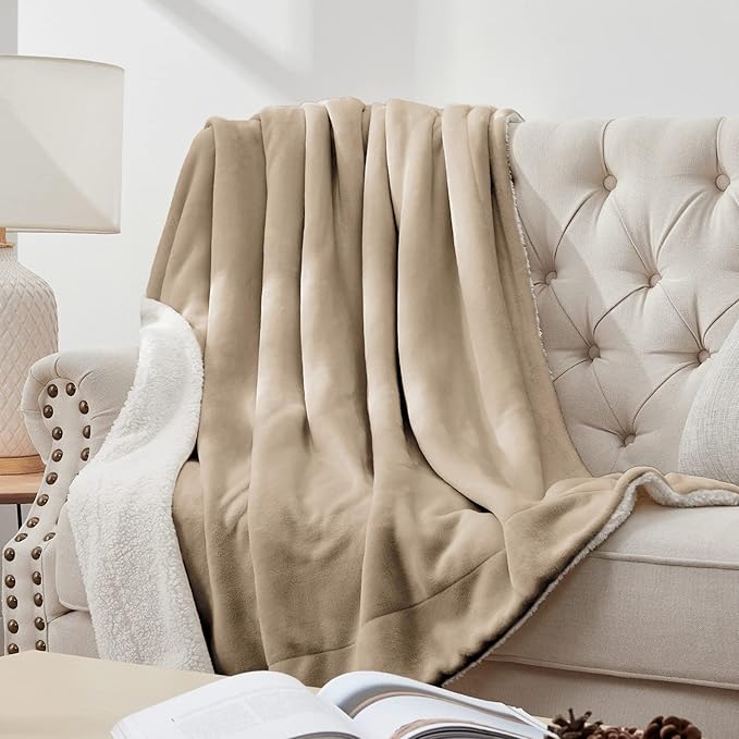 Walensee Sherpa Fleece Blanket (King Size 108”x90” Camel) Plush Throw Fuzzy Super Soft Reversible Microfiber Flannel Blankets for Couch, Bed, Sofa Ultra Luxurious Warm and Cozy for All Seasons