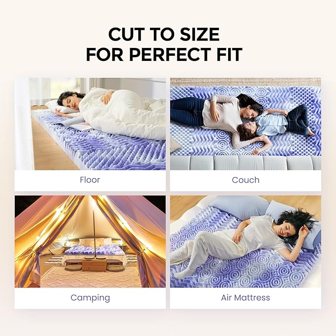 Dreamsmith 4 Inch 7-Zone Full Memory Foam Mattress Topper, Cooling Gel Infused Foam Mattress Pad, Full Size Bed, CertiPUR-US Certified