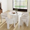 Modern Barrel Dining Chairs Set of 5, Velvet Upholstered Accent Side Chair with Arms Comfy Makeup Vanity Chairs, Dining Living Room Kitchen Chairs, Beige