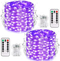 JMEXSUSS 2 Pack Christmas Fairy Lights Battery Operated, Total 400 LED 132ft Purple Christmas String Lights Indoor with Remote, 8 Modes Copper Wire Twinkle Lights for Bedroom Wall Tree Decor