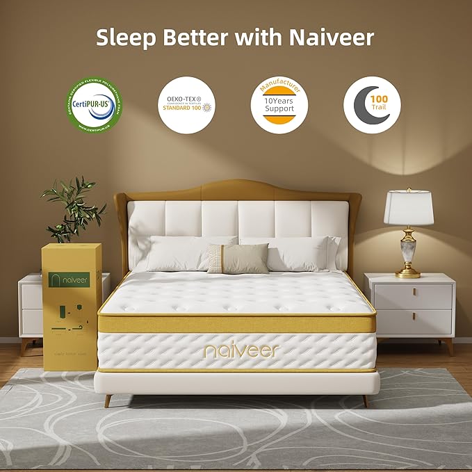 Cooling Gel Memory Foam Hybrid Mattress, 12 Inch Full Size Mattress in A Box with Pocket Springs for Back Pain & Pressure Relief, Medium Firm Feeling with CertiPUR-US Certified Foam