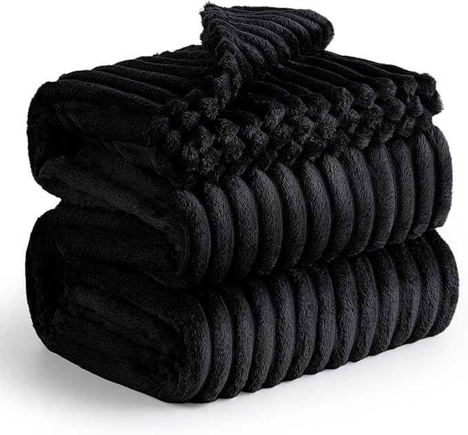Bedsure GentleSoft Black Blanket Full Size for Bed - Cozy Soft Blankets for Women, Cute Large Fleece Throws for Girls, 84x90 Inches