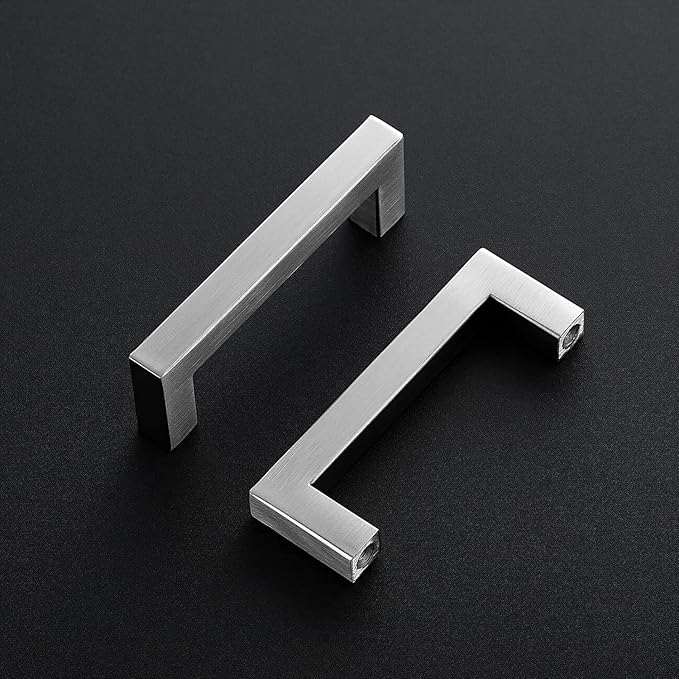 Ravinte 20 Pack 3-1/2 Inch Square Cabinet Handles Satin Nickel Pulls Brushed Nickel Drawer Pulls Kitchen Cupboard Hardware for Cabinets Cupboard Drawer Handles
