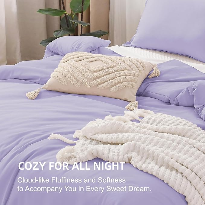 Litanika Lavender Comforter California King Size, 3 Pieces Cal King Lightweight Solid Bedding Comforter Set, All Season Fluffy Bed Set (104x96In Comforter & 2 Pillowcases)