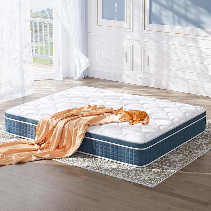 koorlian Twin Bed Mattress 8 Inch - Cooling Hybrid Single Mattress in a Box for Back Pain Relief - Pocket Spring & Memory Foam | Fiberglass-Free, Medium Firm Feel, CertiPUR-US, 120 Nights Trial