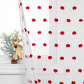 MYSKY HOME 95 Inch Long Christmas Curtains for Living Room Sliding Door Red Pom Pom White Shher Curtains for Bedroom Large Window Panels Dining Room Rod Pocket Privacy Protect 2 Sets 52" x 95"