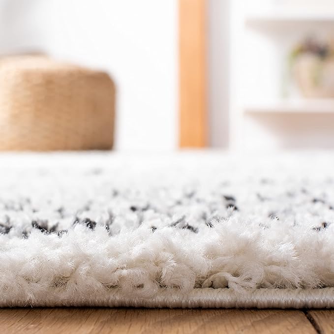 SAFAVIEH Arizona Shag Collection Area Rug - 2'3" x 20' Runner, Ivory & Black, Non-Shedding & Easy Cleaning, Plush Thick Pile, Ideal for Living Room, Bedroom, Dining Space (ASG741Z)