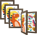 BAIJIALI Brown Art Frames for Kids Artwork - Front Opening Holds 150 Drawings, 3D Crafts - 4 Packs 8.5x11 with mat or 9x12 without Mat