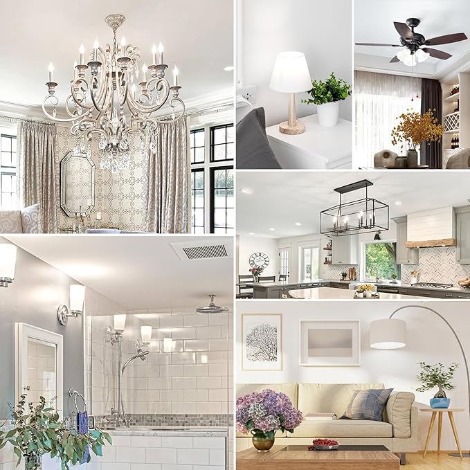 Dimmable E12 Candelabra Bulb 60 watt, 6W 630 LM Dimmable E12 LED Bulb 5000K Daylight White, Vintage Flame Tip LED Chandelier Light Bulbs, 6-Pack