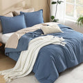 Litanika California King Comforter Set Haze Blue - 3 Pieces Cal King Lightweight Soft Plain Bed Comforter, Oversized Down Alternative Bedding Set - Machine Washable (104x96In, 2 Pillowcases)