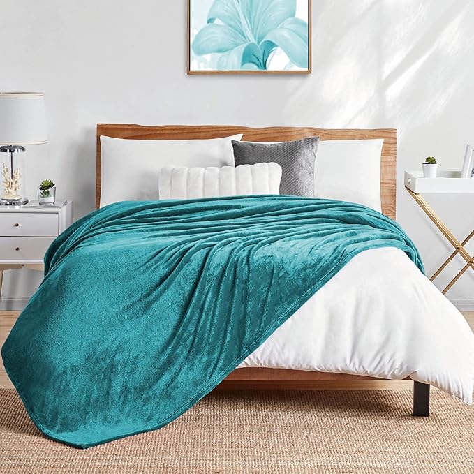 Walensee Fleece Blanket Plush Throw Fuzzy Lightweight (XL-Twin Size 66x90 Teal) Super Soft Microfiber Flannel Blankets for Couch, Bed, Sofa Ultra Luxurious Warm and Cozy for All Seasons