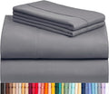 LuxClub 4 PC King Size Sheet Set Deep Pockets Wrinkle Free Cooling Bed Sheets Machine Washable Hotel Bedding Silky Soft - Light Grey King
