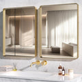 Hasipu 2 PCS Bathroom Mirror for Wall, 32 x 24 Inch Gold Metal Framed Bathroom Mirrors for Over Sink, Rectangle Bathroom Vanity Mirror, Anti-Rust, Tempered Glass, Horizontal or Vertical