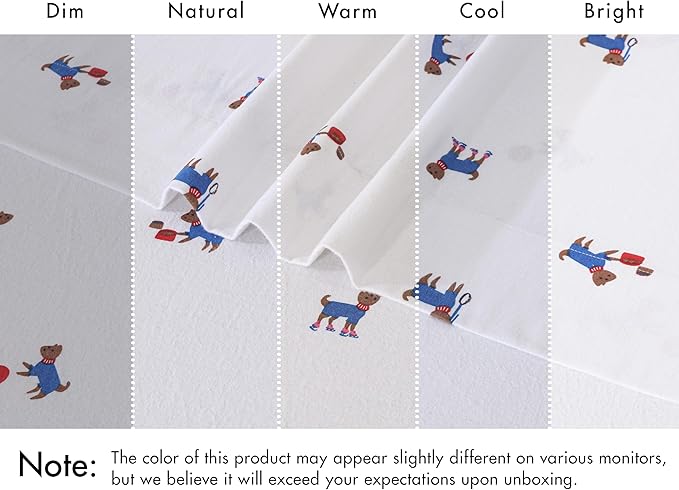 RUVANTI Flannel Sheets Twin Size - 100% Cotton Double Brushed Twin Sheets Set, Deep Pockets 16 Inches, All Seasons Breathable & Extra Soft Bed Sheets, Warm & Cozy, 3 Piece, Puppy Playoff