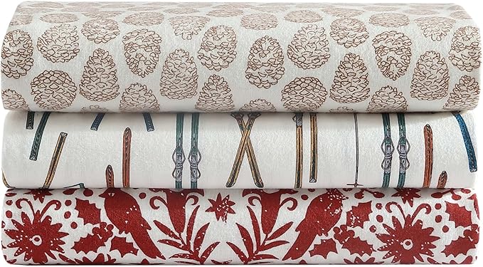 Eddie Bauer - Queen Sheets, Cotton Flannel Bedding Set, Brushed for Extra Softness, Cozy Home Decor (Arcadia Red, Queen)