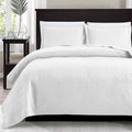 Love's cabin Twin Quilt Set White Bedspreads - Soft Bed Summer Lightweight Bedspread Comforter - Modern Style Wave Pattern Coverlet for All Season - 2 Pieces (1 Quilt, 1 Pillow Sham)