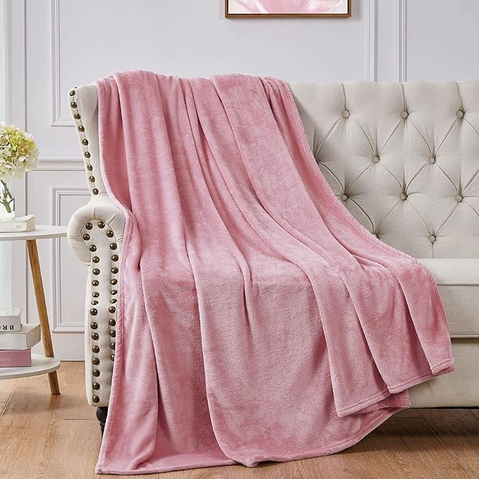 Walensee Fleece Blanket Plush Throw Fuzzy Lightweight (King Size 108x90 Blush) Super Soft Microfiber Flannel Blankets for Couch, Bed, Sofa Ultra Luxurious Warm and Cozy for All Seasons