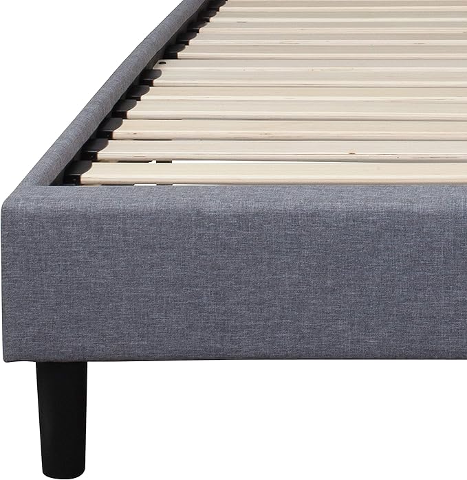 Flash Furniture Brighton Full Size Tufted Upholstered Platform Bed in Light Gray Fabric