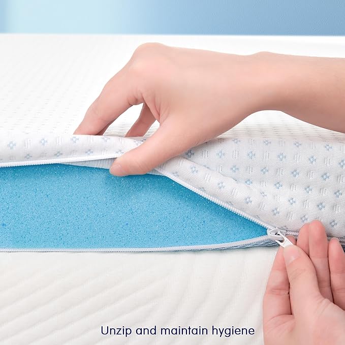 Subrtex Mattress Topper, Gel-Infused Memory Foam Mattress Topper, High Density Cooling Bed Topper Pad with Breathable Removable Fitted Cover CertiPUR-US Certified for Sofa Bed (4 Inch, Twin)