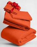 Mellanni Twin Sheets Set - 3 PC Iconic Collection Bedding - Hotel Luxury, Extra Soft, Cooling Bed Sheets - Wrinkle, Fade, Stain Resistant (Twin, Poppy Orange)