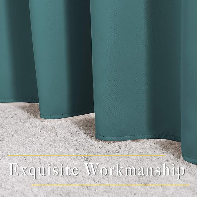 NICETOWN Blackout Sea Teal Curtains 84 inches Long, Grommet Room Darkening Thermal Insulated Sound Dampening Window Treatments for Bedroom/Home Office, 2 Panels, W46 x L84