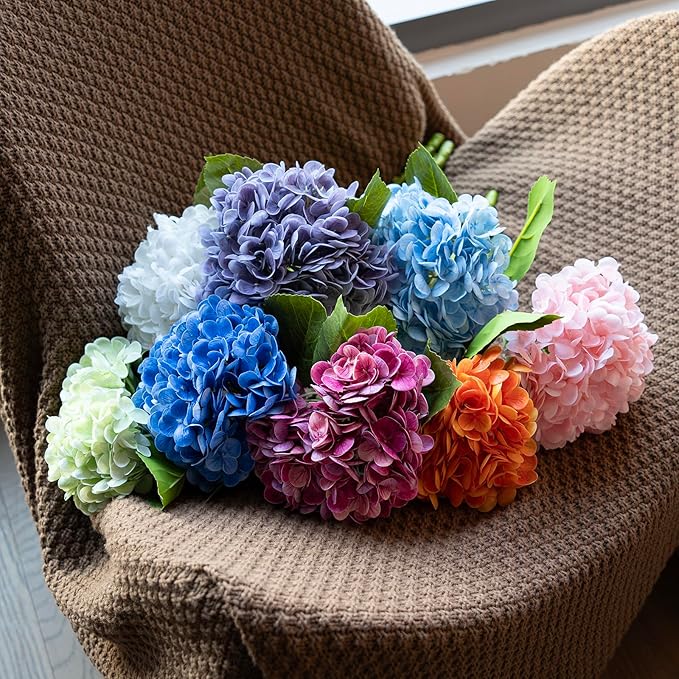 4Pcs 22 inch Lifelike Artificial Hydrangea, 2 Pink & 2 White Large Real Touch Flowers Artificial Flowers Dry Flowers Outdoor Wedding Christmas Office Family Party Living Room Table Deco