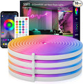 Neon Rope Lights, 50FT RGB Led Strip, Waterproof IP67, DIY Design, Music Sync, 44 Keys Remote Control, Multiple Modes, for Living Room, Bedroom, Holiday Decoration